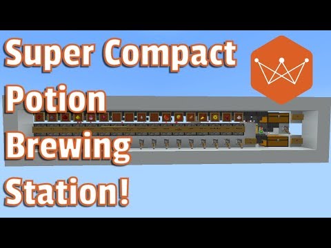 Minecraft Fully Automatic Potion Brewing Station, Compact no Hopper Timer