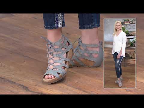 Earth Origins Leather Lace-Up Wedges -Kendra Kamilla on QVC