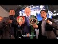 ERROL SPENCE & MIKEY GARCIA POSE OFF WITH TITLE BELTS & IN DALLAS ONE MONTH AWAY FROM FIGHT