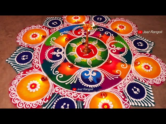 Attractive mulicolored sanskar bharti rangoli design by jeet rangoli