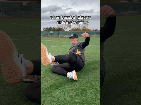 Feels like you slide forever! 🤣💀 #baseballplayers #sliding #rain