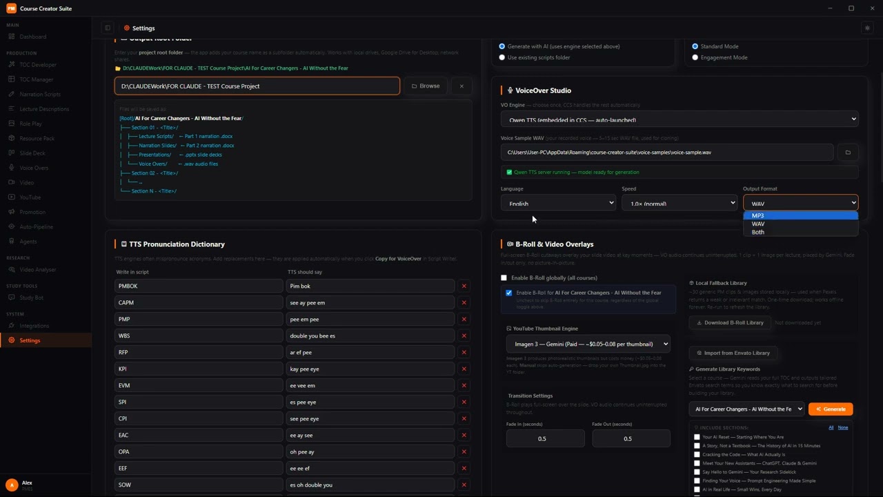 The Settings Panel