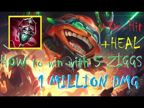Clear Odyssey Onslaught with 5 Ziggs. How to play 2 Augment Jinx, Heal Ziggs, On Hit Ziggs!