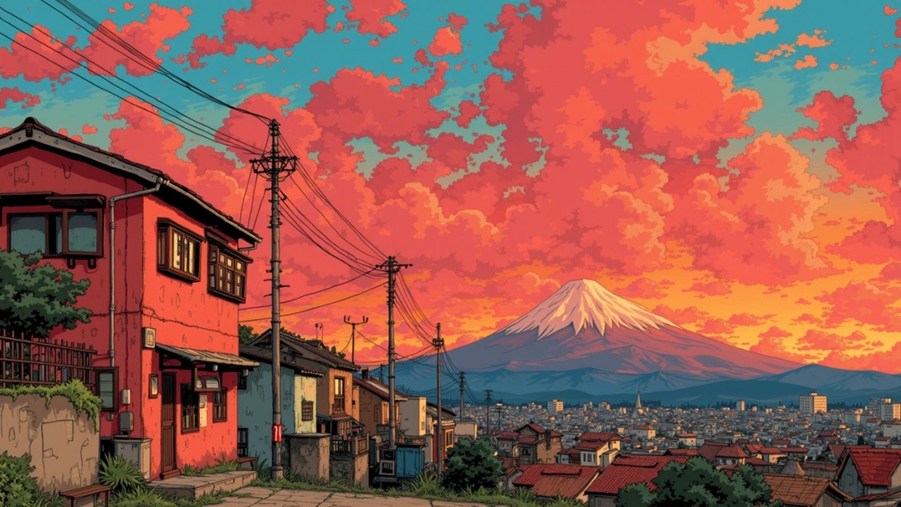 Retro Japanese Town Ambience 🏮 Lofi Hip Hop Beats for Study & Chill