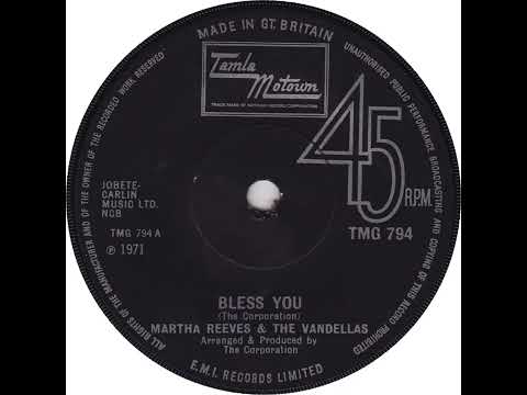 UK New Entry 1972 (8) Martha Reeves & The Vandellas - Bless You