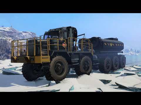 SnowRunner  - Dramis D150T 10x10  Fuel Tanker Truck-  Driving Ice Offroad