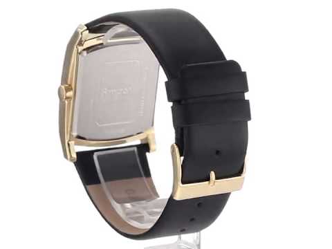 Armitron Men's 204604BKGPBK Swarovski Crystal Accented Gold Tone Black Leather Strap Watch