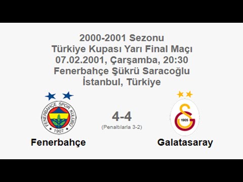 Fenerbahçe 4-4 Galatasaray (Pen. 3-2) 07.02.2001 - 2000-2001 Turkish Cup Semi Final (Full Match)