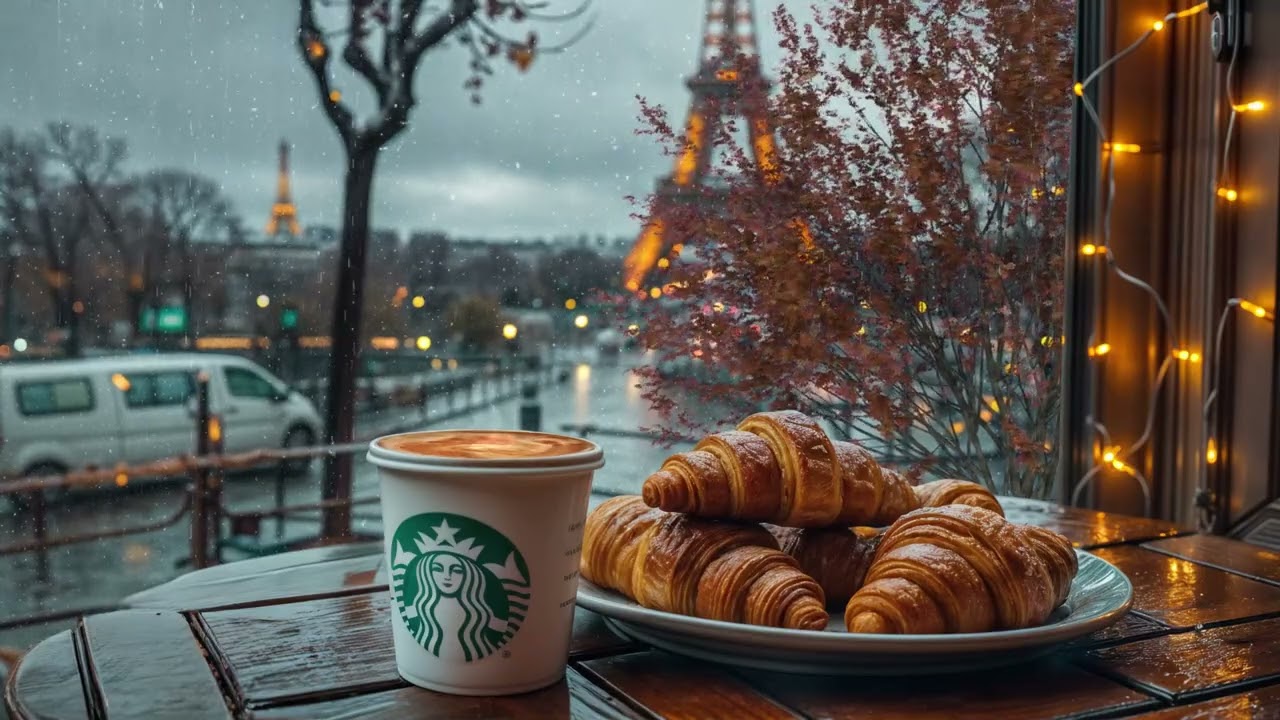 Rainy Winter Coffee Shop ❄️☕🧣 Relaxing Rain Sounds for Study and Sleep