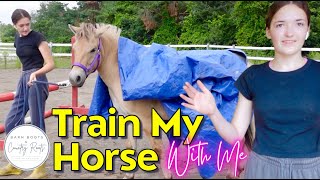 EXPOSURE TRAINING WITH MY HORSE: HER SHOCKING REACTION TO A TARP! | VLOG