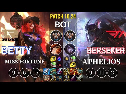 RNG Betty Miss Fortune vs T1 Berseker Aphelios Bot - KR Patch 10.24