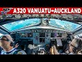 Solomon Airbus A320 Cockpit Port Vila🇻🇺 to Auckland🇳🇿