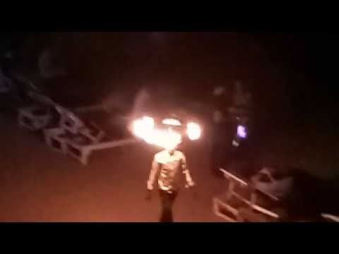 Curlies and Shiva valley beach at midnight in Anjuna beach, Goa.