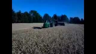 preview picture of video 'John Deere R and Model 25 Combine Thrashing Wheat'