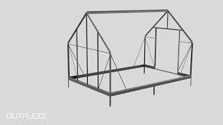 OUTFLEXX Verde Basic Gewächshaus, schwarzer Rahmen, Aluminium/Polycarbonat, 130x183x190 cm, pulverbeschichtet, UV-geschützt, mit Schiebetür