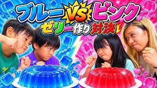衝撃の結末！？ブルー vs ピンク！家族で色縛り巨大ゼリー作り対決したらまさかの結果に…！？