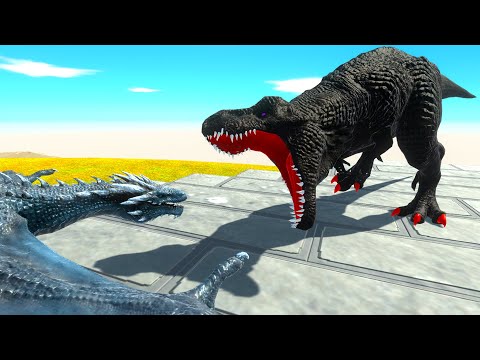 DARK T-REX vs BLUE DRAGON DEATH RUN - Animal Revolt Battle Simulator ARBS