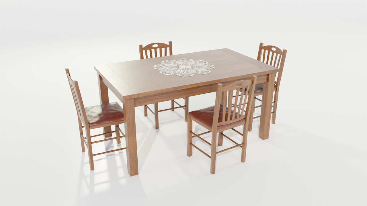 Table &agrave; manger en bois Modèle 3D