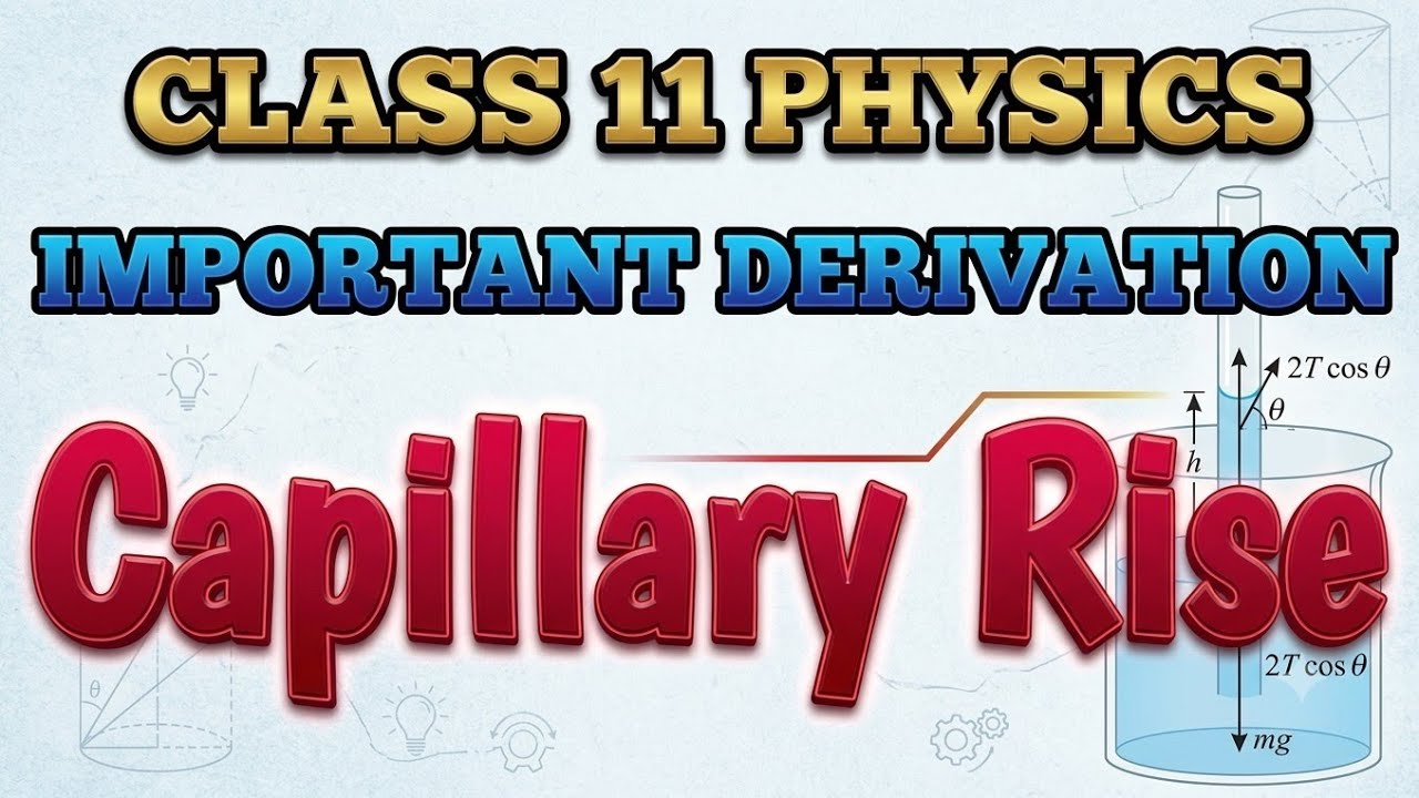 Class 11 Capillary Rise Derivation || Easiest Derivation #class11physics