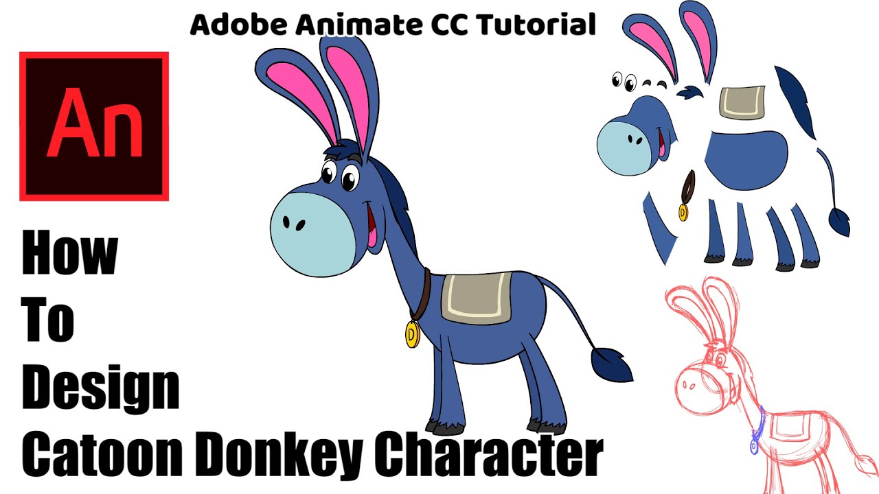 How to Design Cartoon Donkey Character | Adobe Animate CC Tutorial