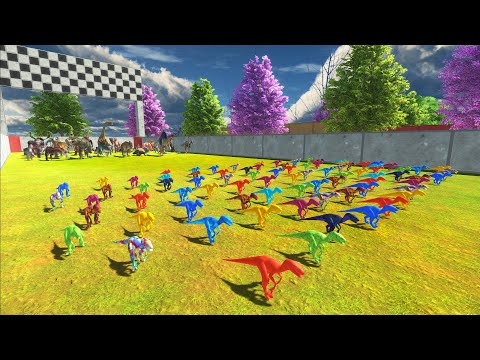 CHASE SPEED RACE TO EAT AN COLOR RAPTORS DINOSAURS FOREST MAP - Animal Revolt Battle Simulator