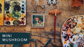 Learn How To Draw & Paint a Mini Mushroom | Ornament Frame Watercolor Painting