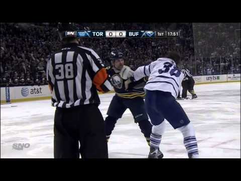 John Scott vs Frazer McLaren fight Mar 21 2013 Toronto Maple Leafs vs Buffalo Sabres NHL Hockey
