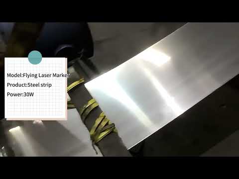 Fiber laser marking machine running on a steel strip production line