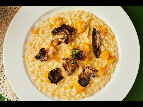 Рецепт: Різотто з гарбузом та білими грибами