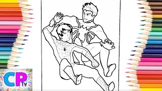 Spiderman vs Venom Coloring Pages ,Drawing of Villain vs Peter Parker,Fighting with Uncovered Heads