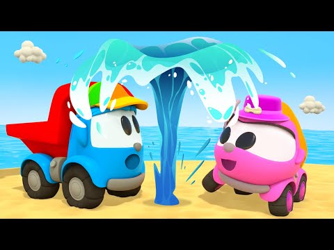 Leo der Lastwagen. Leo und Co. brauchen eine Abkühlung. Zeichentrickfilm mit tollen Spielzeugautos