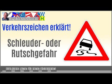 Unbedingt aufpassen! Fahr vorsichtig, wenn du dieses Gefahrzeichen siehst. Achtung Schleudergefahr