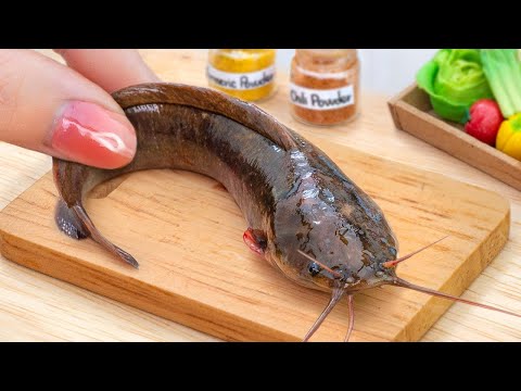 Cook Tasty Miniature Fried Catfish in Mini Kitchen | ASMR Cooking Video by Mini Yummy