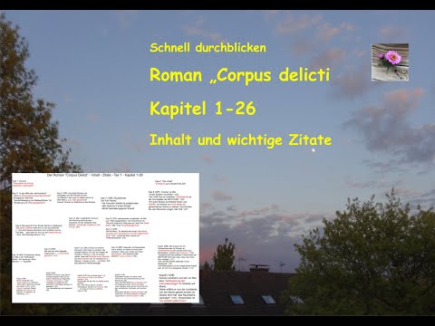 „Corpus delicti“ -Überblick – Kap 1-26 : Schaubild über Inhalt und Zitate