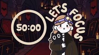 Haunted House Pomodoro 3x50min | Interactive 🥀🦇 | Let's Focus Together!!