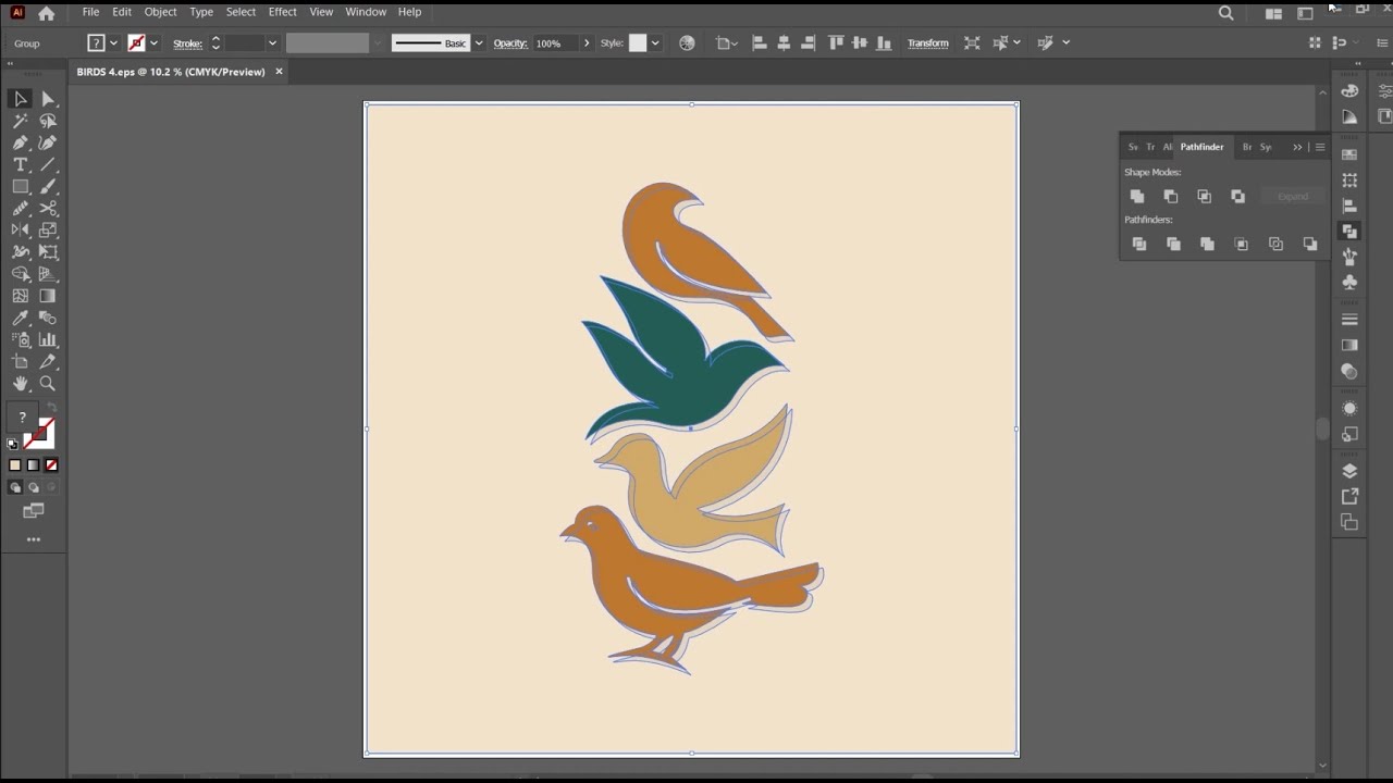 Abstract Birds Vector Design | Illustrator Creative Process
