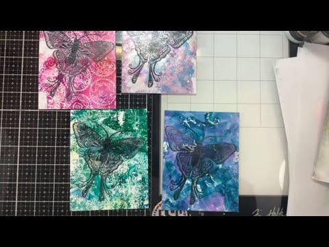 Alcohol ink on Gelli Arts plate with Lavinia Indra (Stamp Wars Littles)