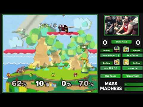 Mass Madness 53 SSBM - 22K/Kalvar [L] (Red) vs. Arty/bonfire10 (Green) - Melee Doubles GF