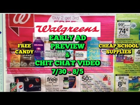 WALGREENS 7/30 - 8/5 | AD PREVIEW | FREE CANDY, CHEAP SCHOOL SUPPLIES & MORE! Video