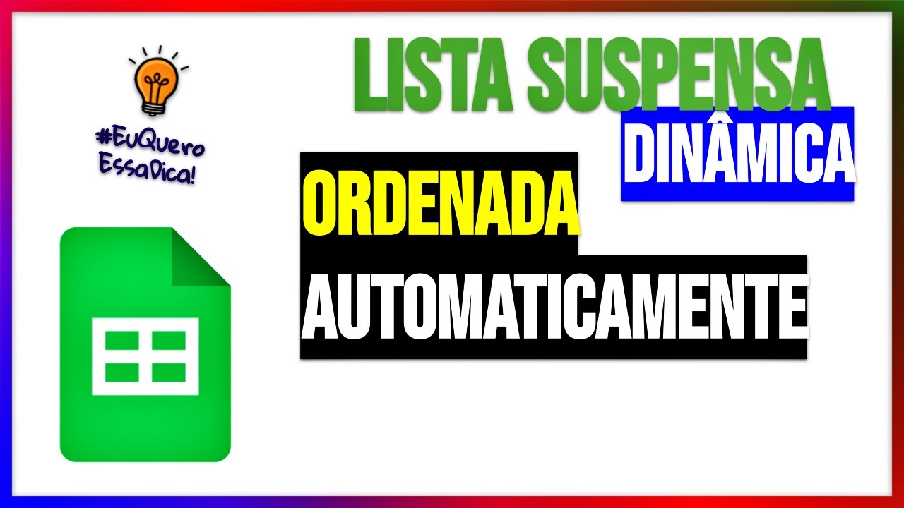 Como criar LISTA SUSPENSA DINÂMICA no GOOGLE PLANILHAS