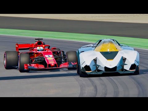 Ferrari F1 2018 vs Lamborghini Egoista - Monza