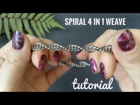 How to make Spiral 4 in 1 weave Easy tutorial ChainMaille Плетение для начинающих #chainmaille #diy