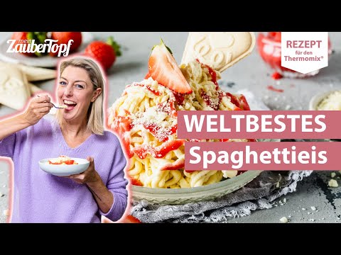 😍🍦 Cremiges Spaghettieis mit Erdbeersoße einfach selber machen | Thermomix® Rezept