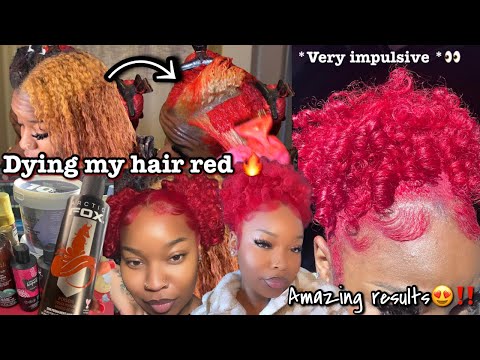 IMPULSIVELY DYING MY NATURAL HAIR BRIGHT RED AT HOME !...