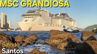 MSC GRANDIOSA cruzeiro navio saindo Santos Salvador Buzios @cruzeiros2025  maior #drone #google