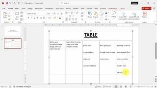 How to remove line spacing from table in PowerPoint 2016