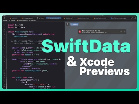 How to use SwiftData with Previews - Xcode 15 beta 5 - Preview Container and Sample Data thumbnail