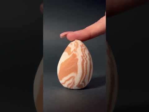 WOBS Gąbka do makijażu WS05, beżowo-biała, kropla ze ścięciem