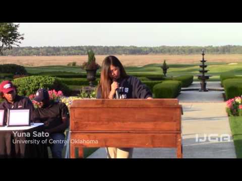 Yuna Sato speaks at IJGA College Signing Day.