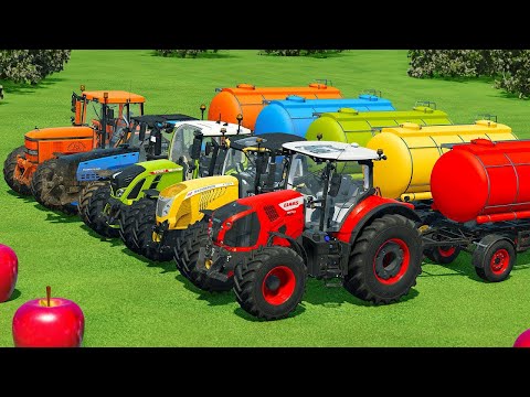 JOHN DEERE vs FENDT vs CLAAS vs VALTRA vs RIGITRAC TRACTORS BATTLE - Farming Simulator 22